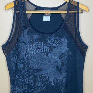 Black Biker Motorcycle Vibe 100% Cotton Harley Davidson Women’s Mesh Tank Top